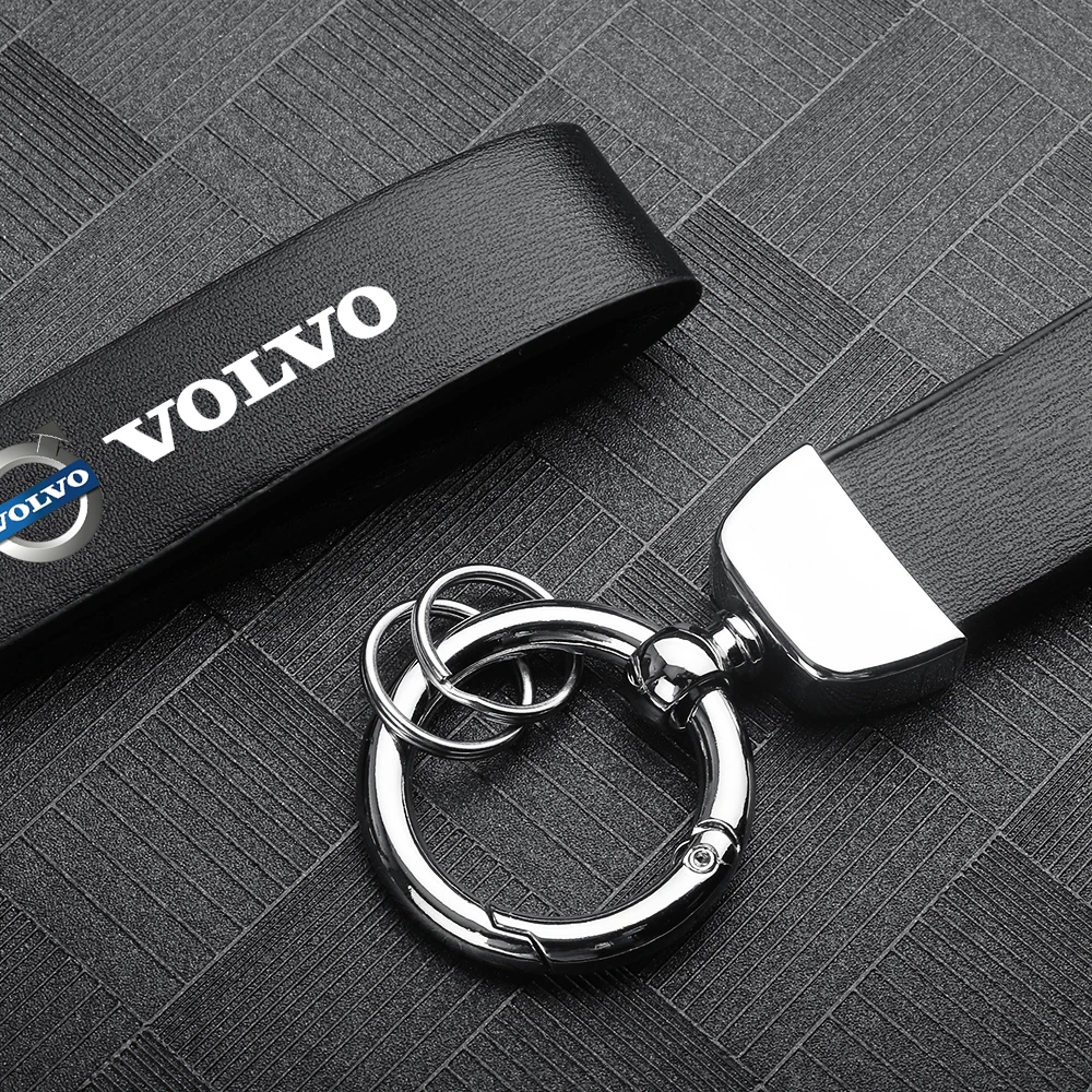 For Volvo XC60 V40 S60 V50 V60 C30 soft Pu Leather Keychain Metal Waist Hanging Key Holder Organizer For Creative Small Gifts