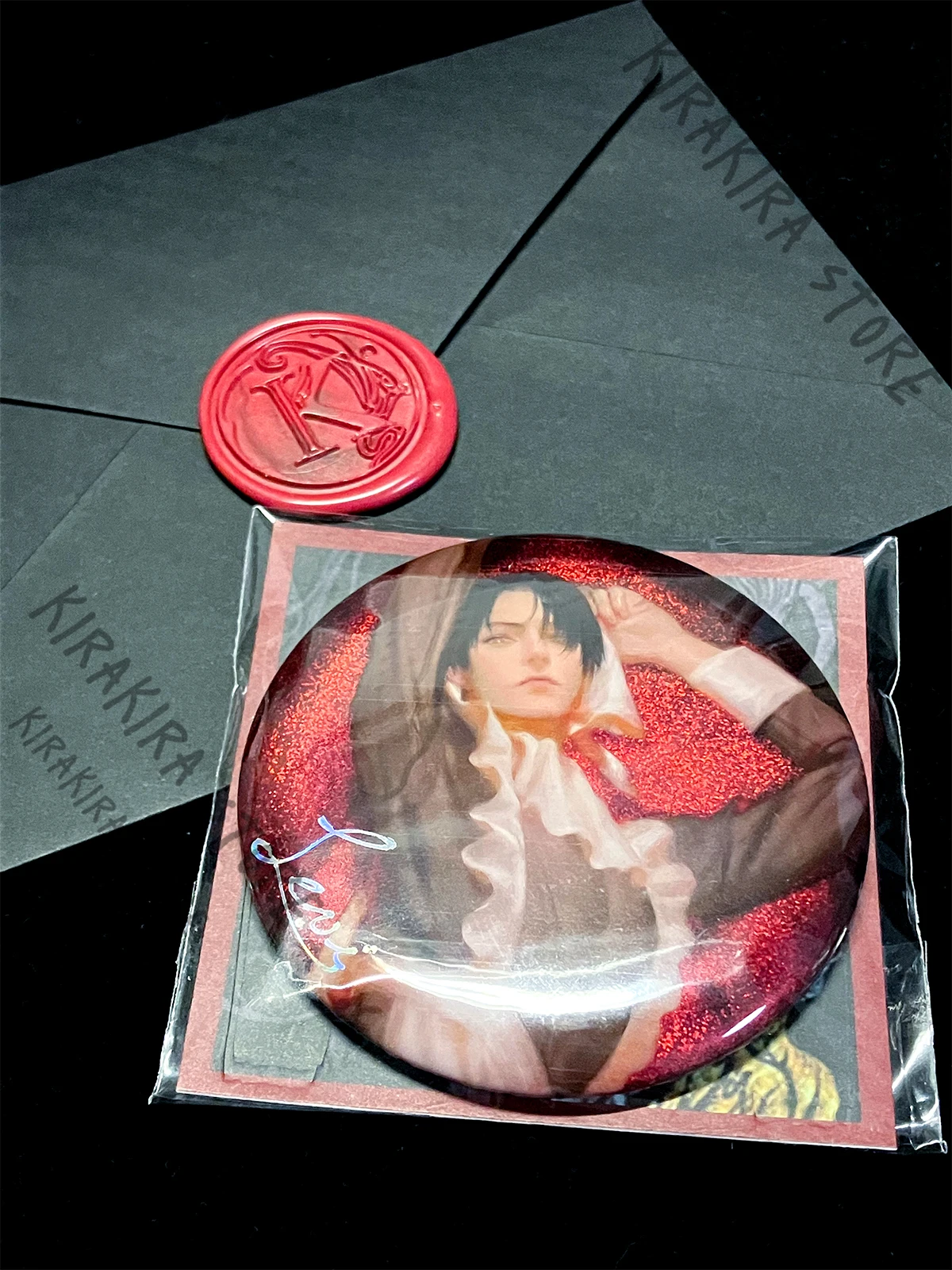 

Attack on Titan Double Flash Cosplay Emblem Acrylic Badges Levi Ackerman Cartoon Collect Postcard Ornaments Hallowmas Present