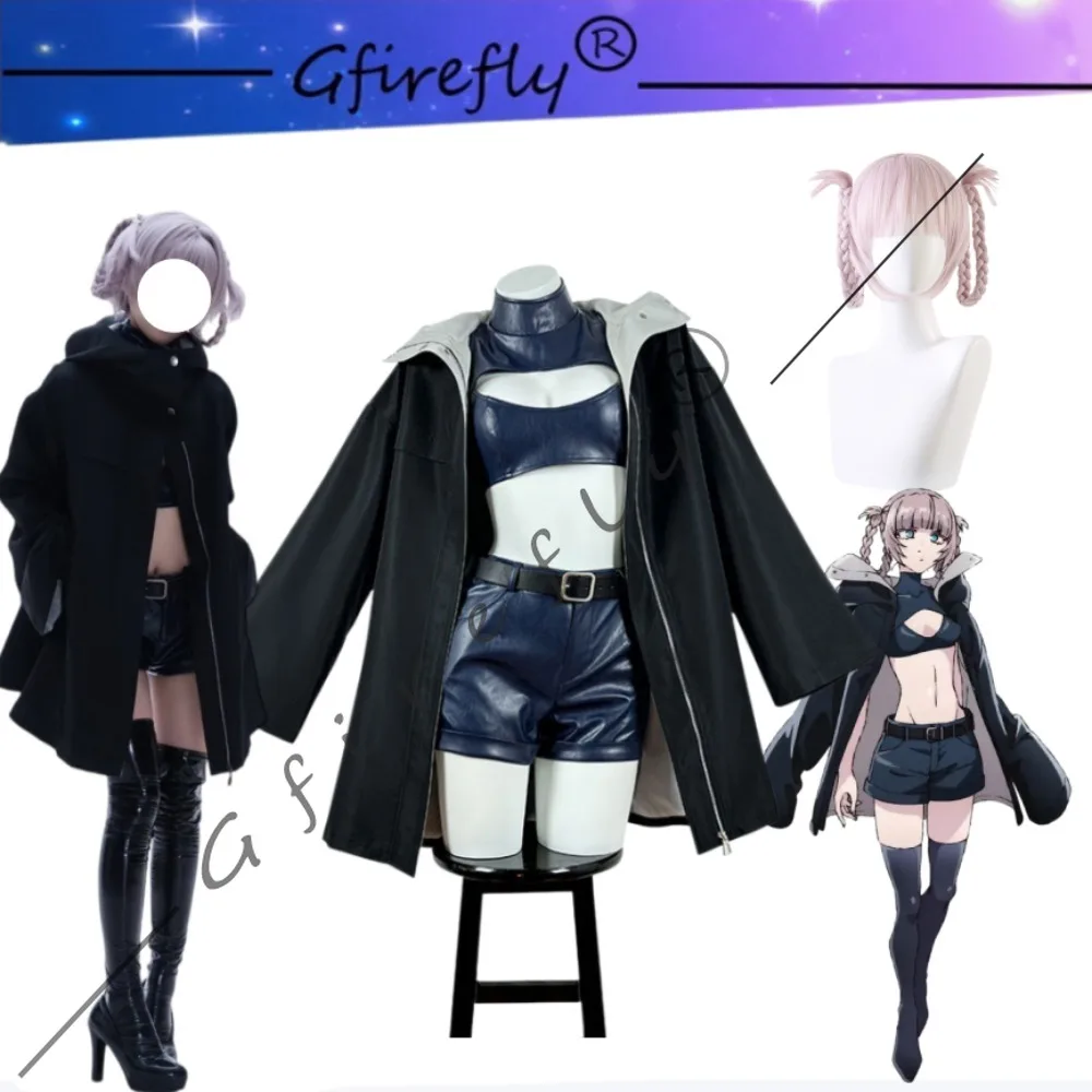 

Official Call of The Night Nazuna Nanakusa Handsome Sexy Black Cloak Cosplay Costume Full Women Anime Role Play Halloween Wear