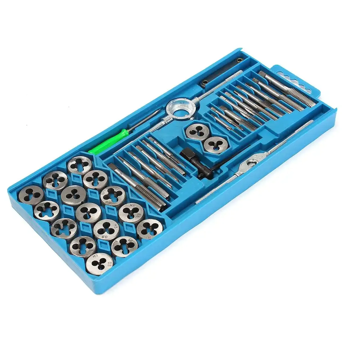 40 pcs Tap & Die Set M3-M12 Screw Thread Metric Taps Wrench Dies DIY Kit with Case Household Multifunctional Hand Tools