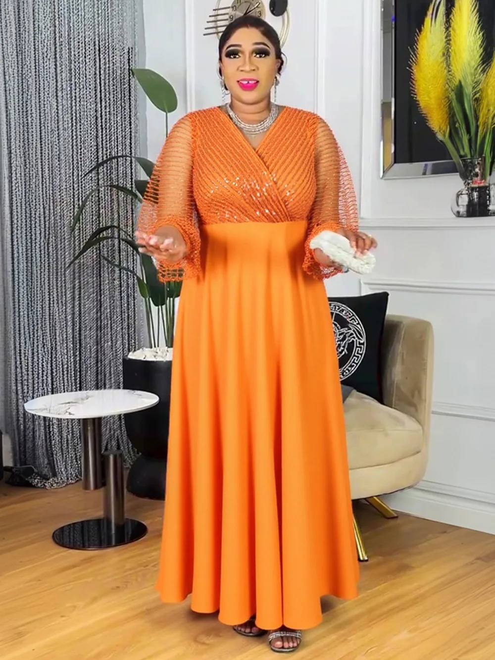 

African Dresses for Women Party Plus Size Dashiki Ankara Sequin Wedding Evening Gown Elegant Turkey Muslim Maxi Dress 2025 New