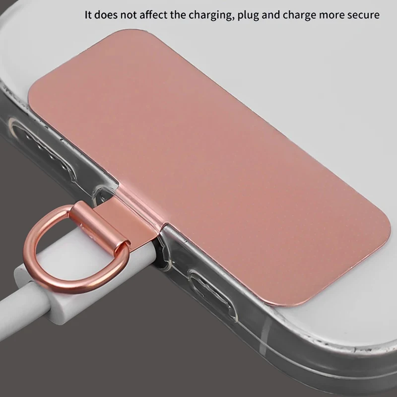 4/2PCS Ultra-thin Stainless Mobile Phone Lanyard Patch Gasket Upgrade Ears Bent Detachable Anti-lost Tether Safety Connect Card