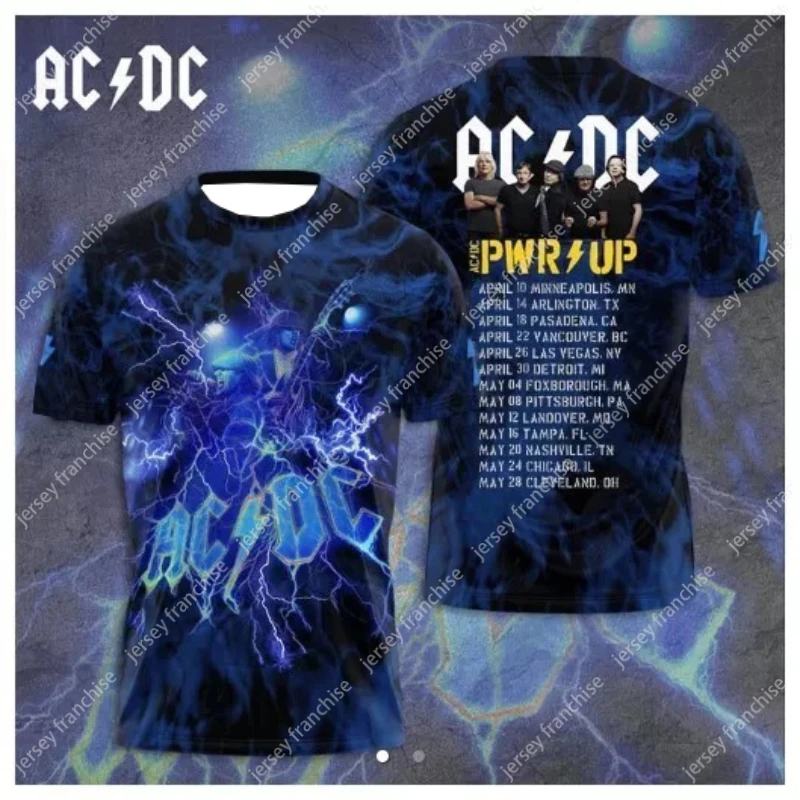 2025 New Men's Quick-drying T-shirt AC/DC Printing Comfortable Casual Breathable Short-sleeved Singer Concert T-shirt Top