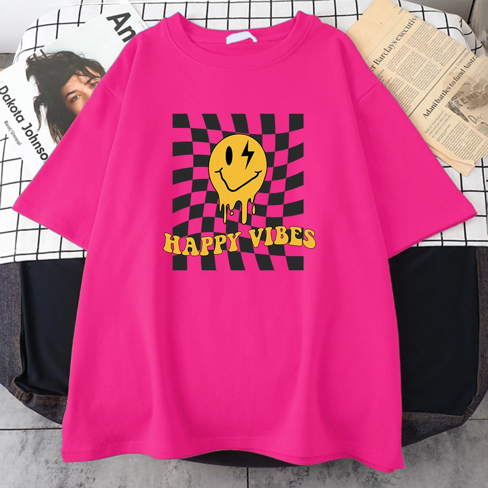 Happy Yellow Ghost Face Muster T-Shirt Frauen Straße Sommer Overs ize Tops Baumwolle Plus Size