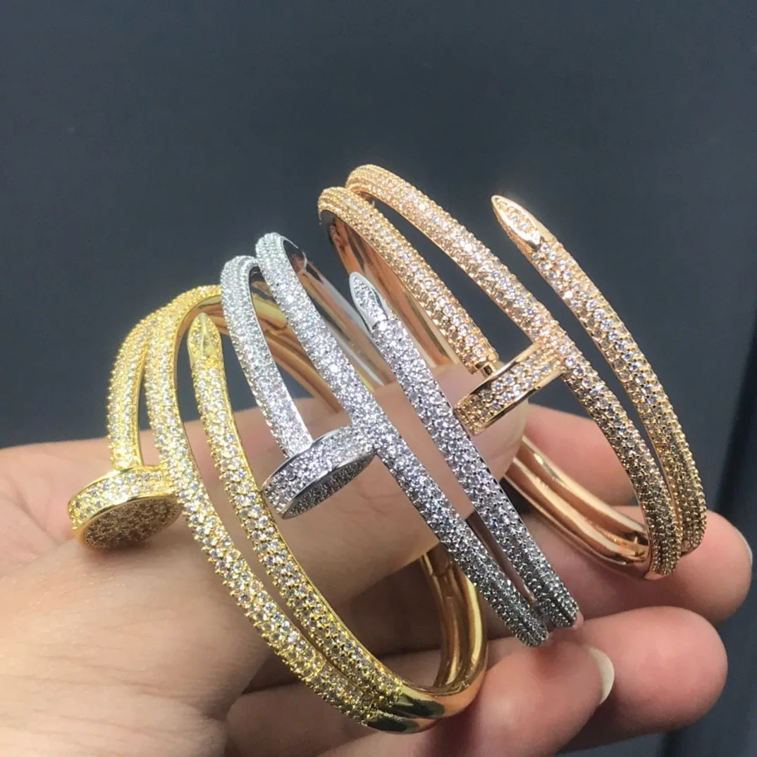 

2025 Ka ka high version of the new three-circle full diamond nail bracelet female high fashion everything with light luxury brac