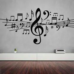 Musical Notes Removable Wall Stickers for Living Room Home Decor Vinyl Decals Studio Bedroom Dance Art Gift Poster