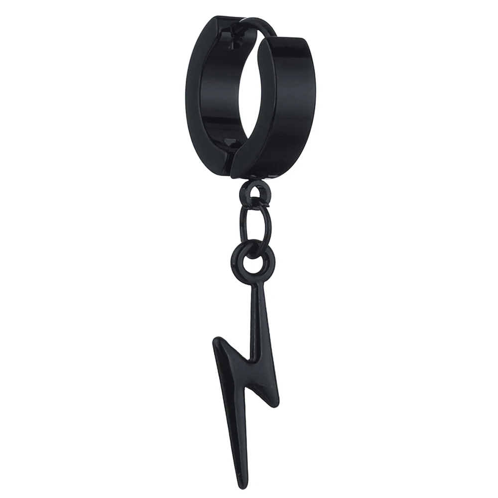 Trendy Women Gothic Hoop Earrings Leaf Skull Lightning Lock Long Chain Earrings For Cool Male Female Party Ear Jewelry Gift 1Pcs