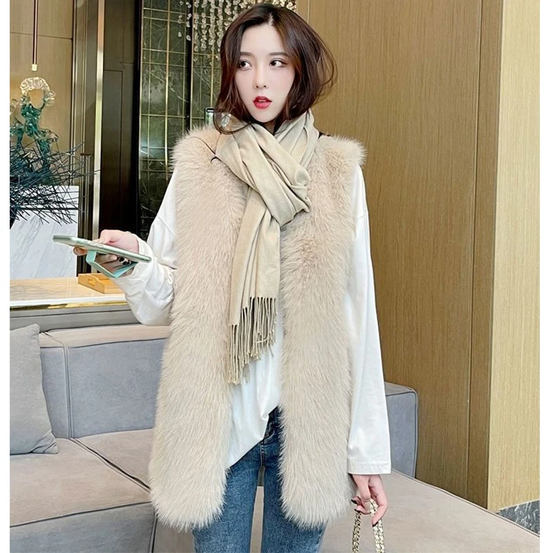 Faux Fox Fur Vest Women2024 Autumn Winter Fashion Slim Sleeveless Coats Fur Cardigan Female Artificial fur Waistcoat