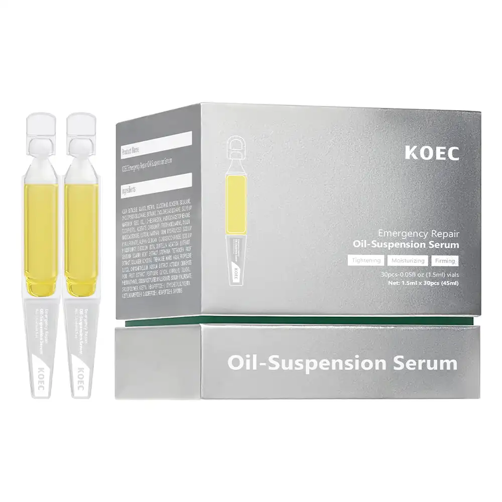 

30 шт. 1,5 мл флаконов KOEC: Экстренная восстанавливающая масляная сыворотка-суспензия для лица с коллагеном и гиалуроновой кислотой для увлажнения, подтяжки и укрепления кожи