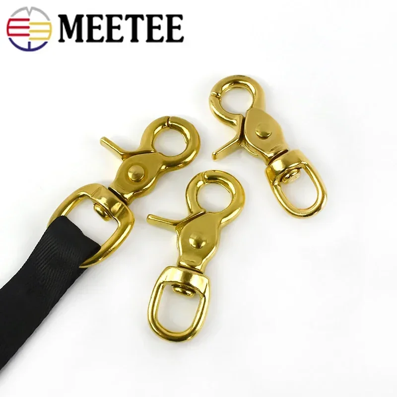 Meetee 2/5Pcs 10-38mm Pure Brass Buckles Carabiner Metal Dog Collar Hook Clips Luggage Straps Hang Snap Buckle Sewing Accessory