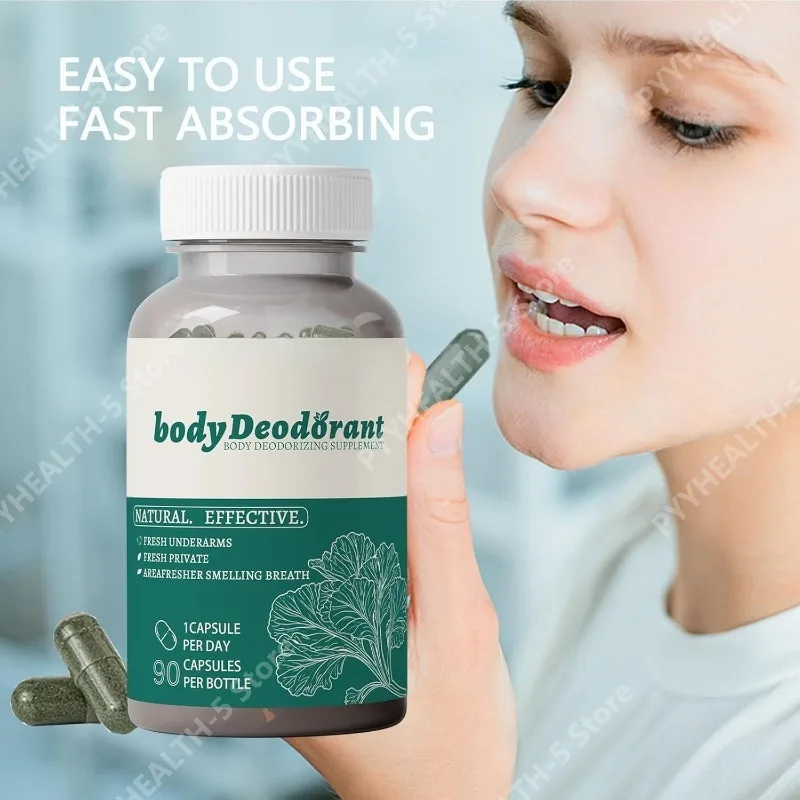 Body Deodorizer Capsules with Chlorophyll Supplement 90 Capsules Per Bottle