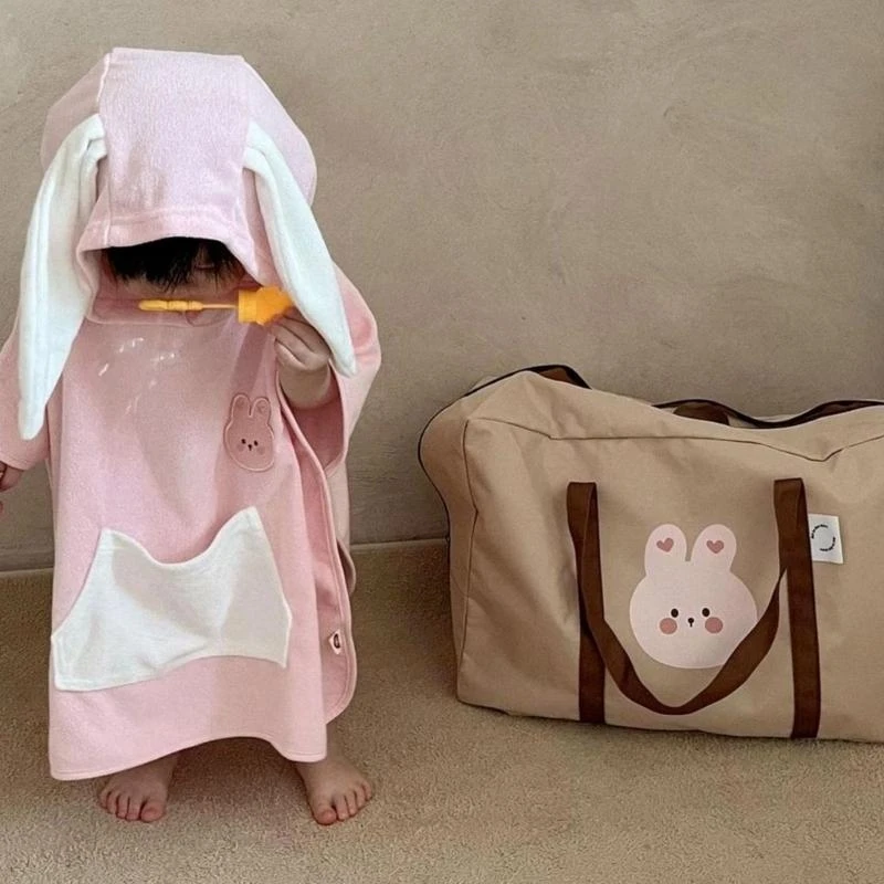 

J15U Baby Hooded Towel Baby Bath Towel for Boys or Girls Long Ears/Small Bear Pattern