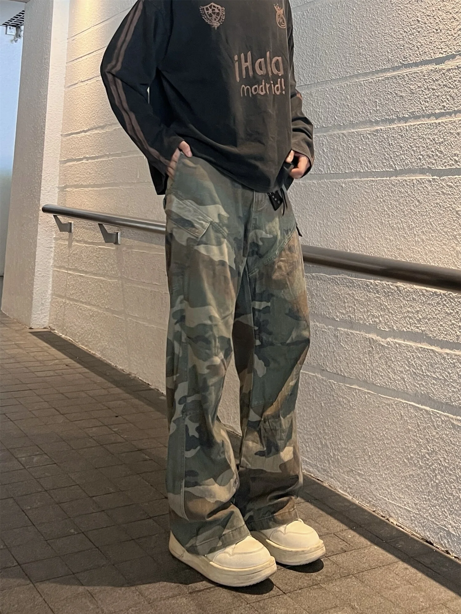 

American Sle Camouflage Work Pants Men's Straight Loose Casual Multi-ket Vintage Long Trousers Youthful Vitali Sle