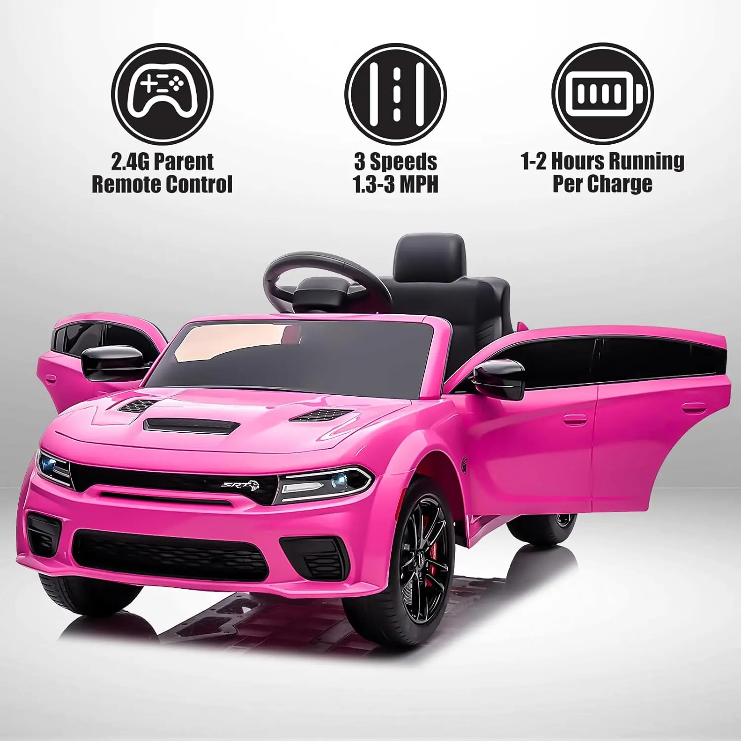 Dodge Charger SRT Hellcat – voiture électrique pour enfants, jouet à 4 roues alimenté par batterie, avec télécommande parentale, 12V