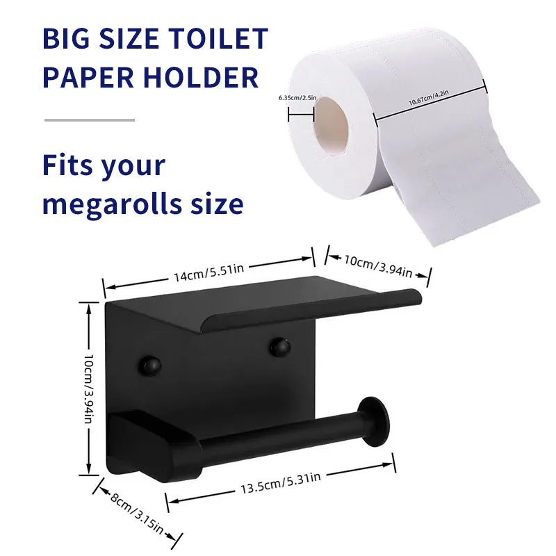 حامل لفافة مناديل المرحاض على الحائط لاصق أو برغي  موزع تخزين الحمام متعدد الوظائف من الفولاذ المقاوم للصدأ