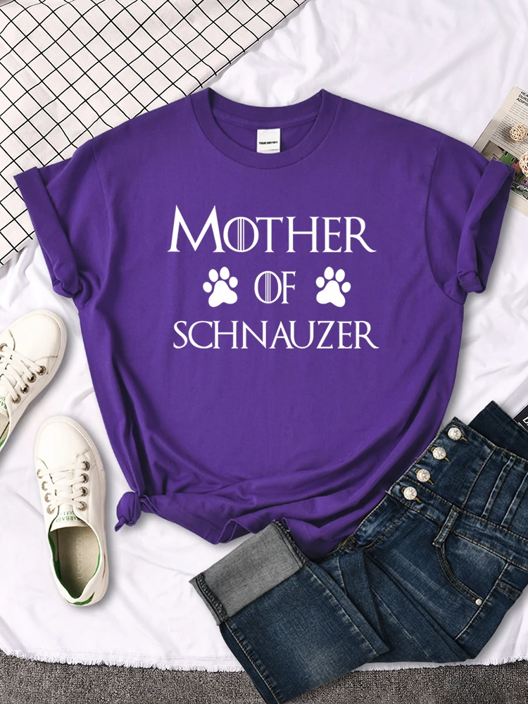 Mother Of Schnauzer Cute Claw Print T-Shirt Street Hip Hop T-Shirt Niche Comfortable Tshirt Round Neck Hipster Streett-Shirts