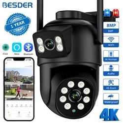 BESDER 8MP PTZ Wifi Camera IP Outdoor Dual Screen Human Detection 4MP Security Protection Auto Tracking CCTV Surveillance Camera