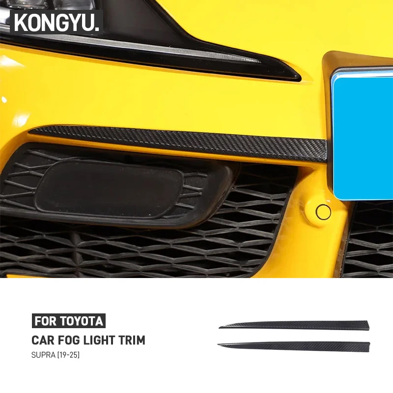 

For Toyota GR Supra A90 A91 2019-2025 Real Carbon Fiber Car Front Fog Light Eyebrow Trim Decorative Strip Sticker Accessories