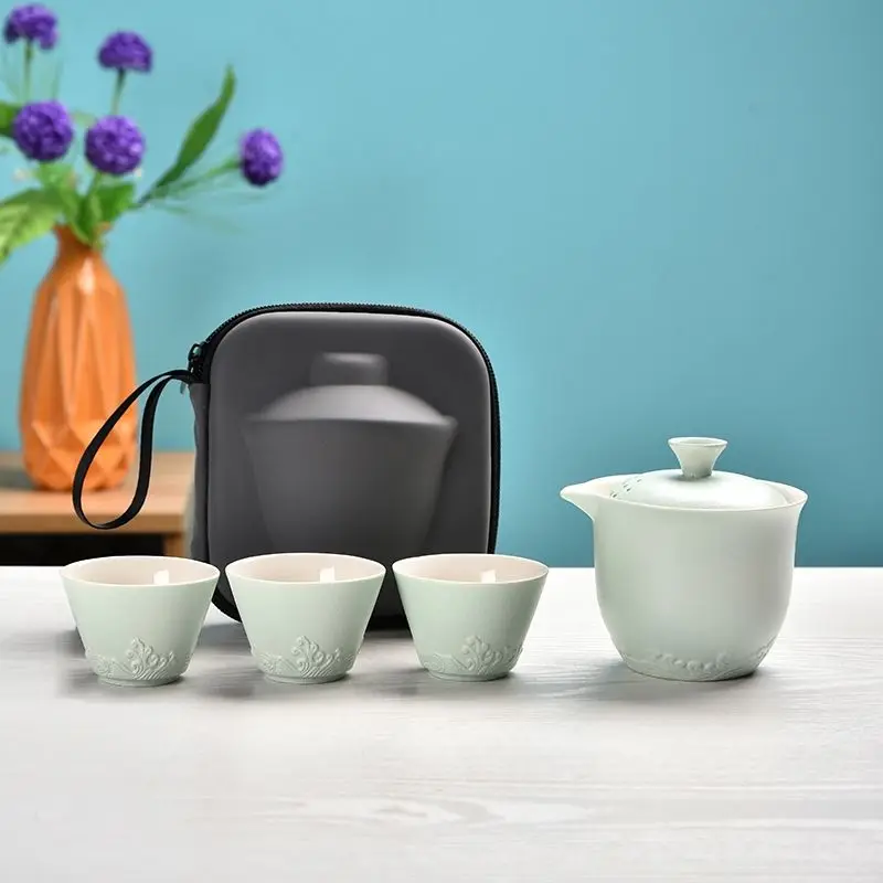 Simple Ceramic Portable Travel Tea Set, Outdoor Kung Fu Teapot, Portable Teaware, 2026 New Style Tea Set