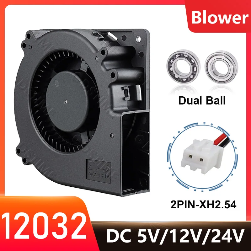 Gdstime 120mm DC 5V/12V/24V Blower 120x32mm Dual Ball Centrifugal Turbo Cooling Fan 12032 Cooler For BBQ grill blast Cooling