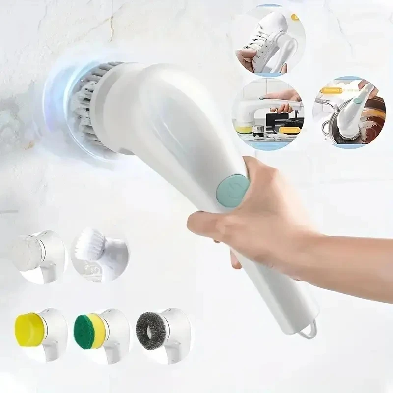 1PC electric cleaning brush, handheld wireless multifunctional charging, portable household kitchen dishwasher, brush pot