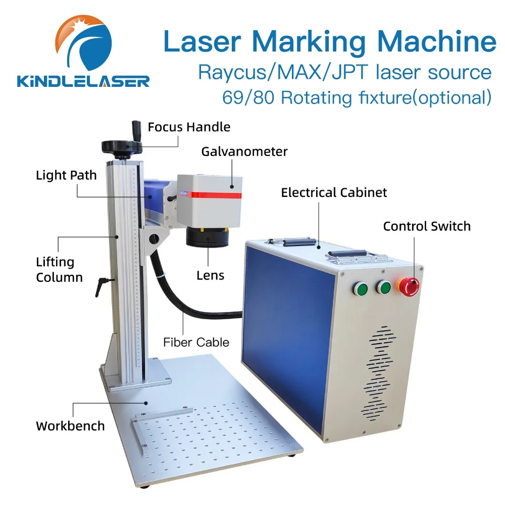 Raycus Fiber Laser Marking Machine 20/30/50W for CNC High Precision Marking Printer Working with Jewelry Plastic Metal