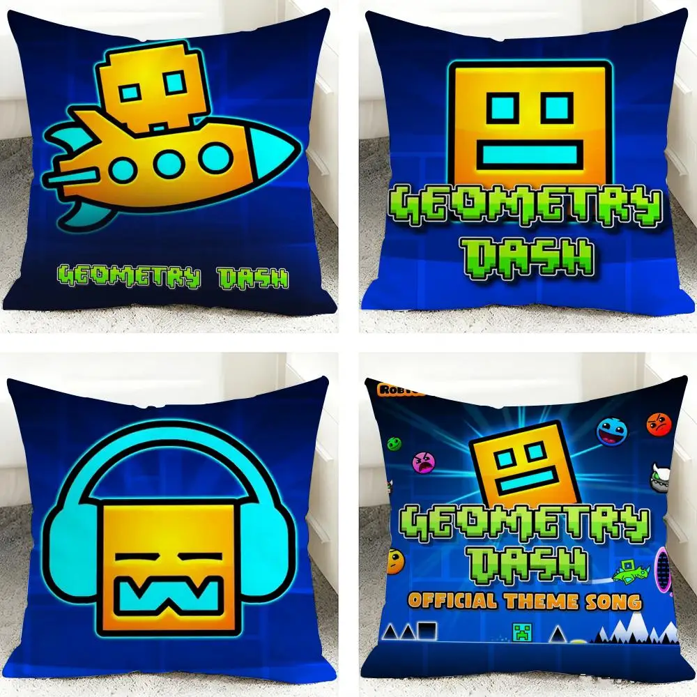 G-Geometry Dash V-Video Cushion Cover 40x40cm Square Decorative Sofa Cushion Cover Bedroom Living Room Home Decor Gift