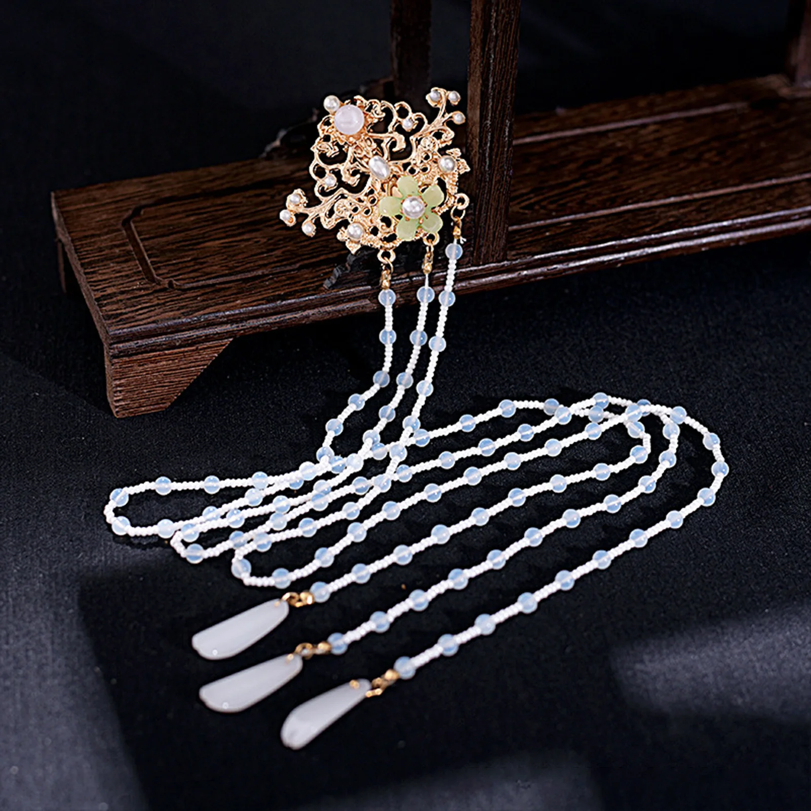 Ethnic Style Glazed Hair Clips Stable Grip Handmade Tassels Headpiece for Wedding Banquet Party Cheongsam