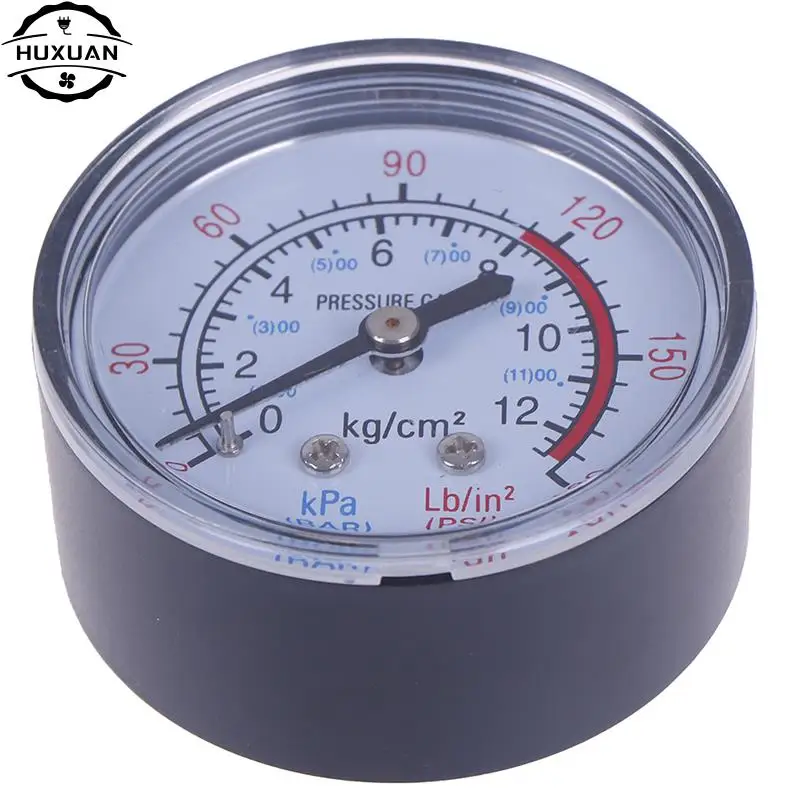 New Plastic Shell Bar Air Pressure Gauge 13mm 1/4 Bsp Thread 0 ~ 180 PSI 0 ~ 12Bar Double Scale For Air Compressor