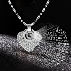 Stainless Steel Health Quantum Necklaces 100 Languages Projection Necklace with Elegant Jewelry Gift Box for Enhance Energy