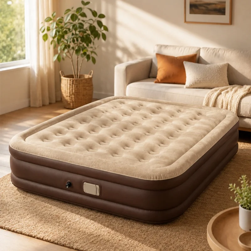 Portable inflatable bed for outdoor camping; flocked inflatable mattress; suitable for camping, car use
