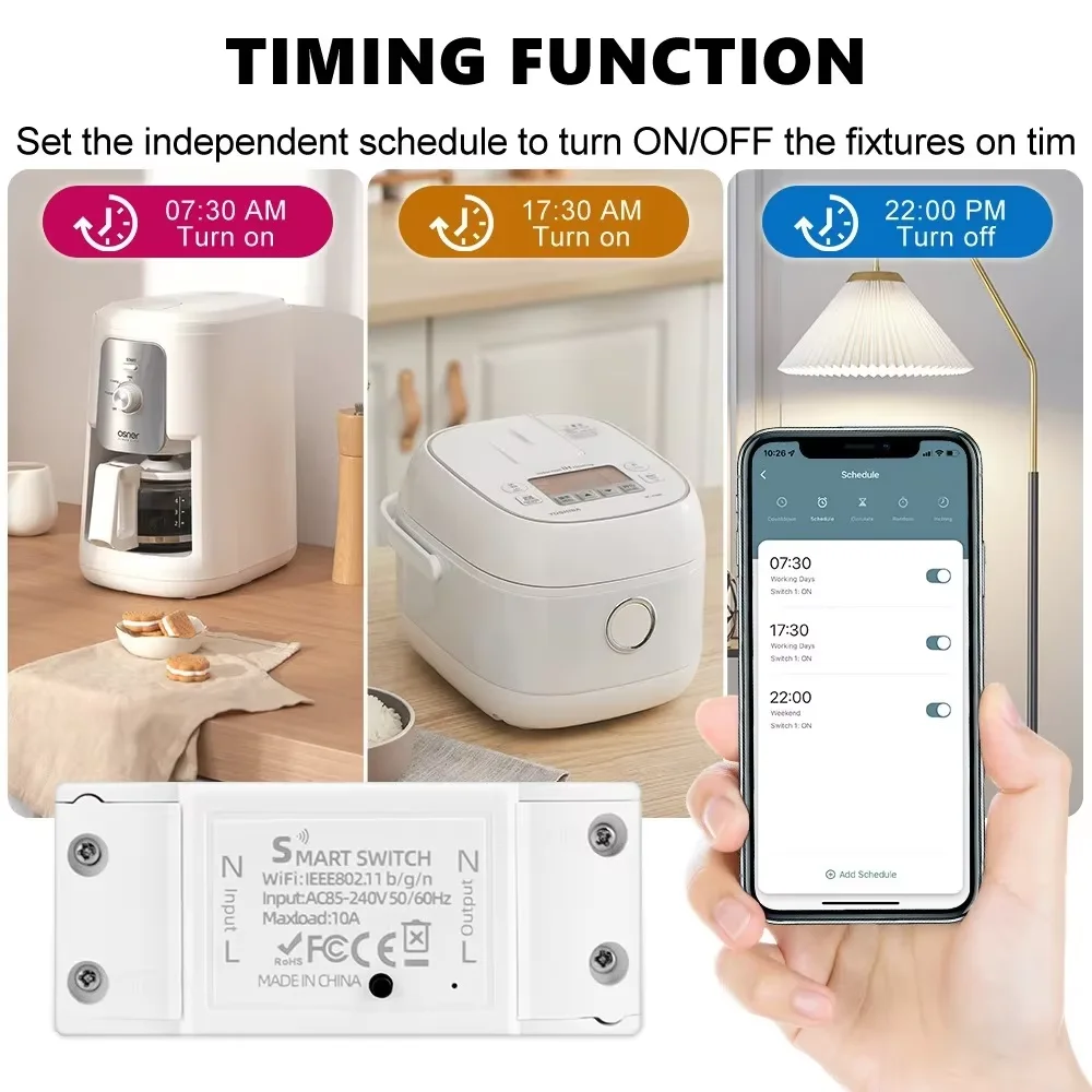 DIY WiFi Smart Light Switch Universal Breaker Timer Wireless Remote Control يعمل مع Alexa Google Smart Home Adapter