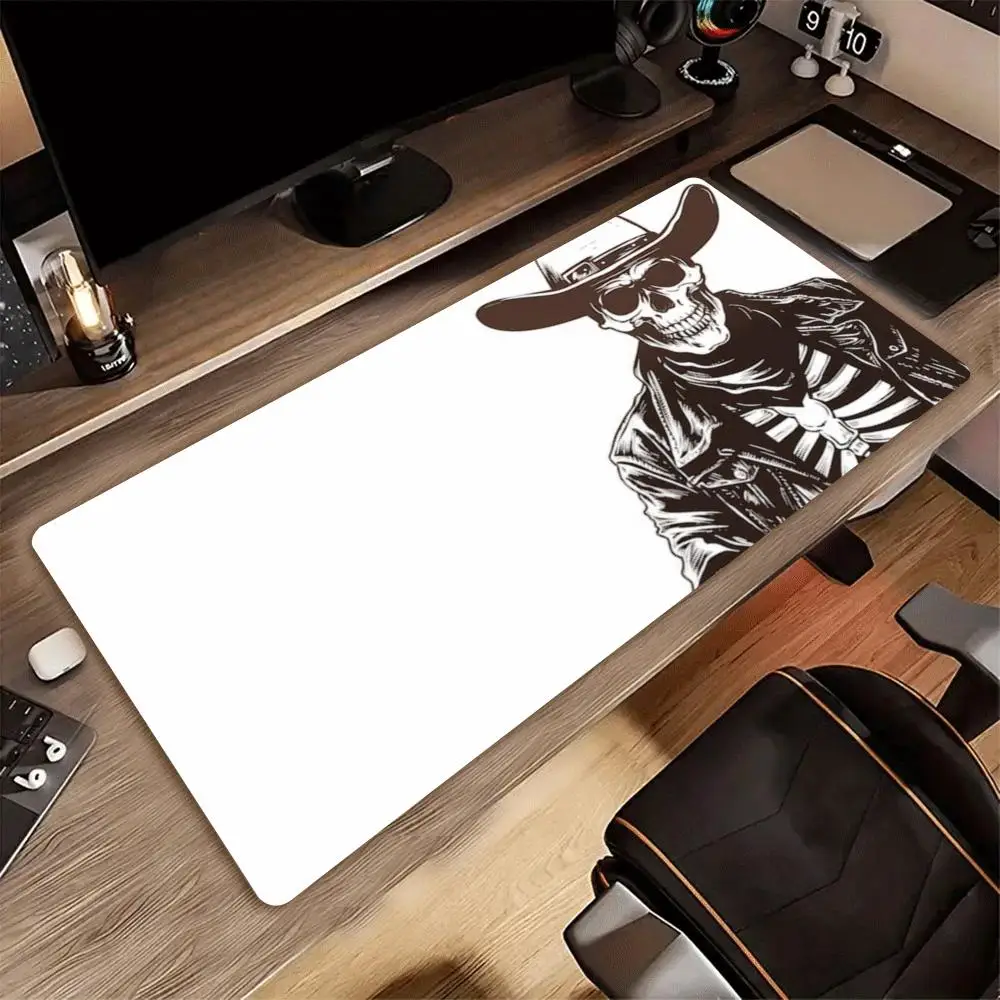 Skull Cowboy Japanese Ukiyo-e Skeleton XXL Deskmat Non-Slip Rubber Mouse Pad Keyboard Mat Dark Gothic Art Pc Gamer Gaming Mats
