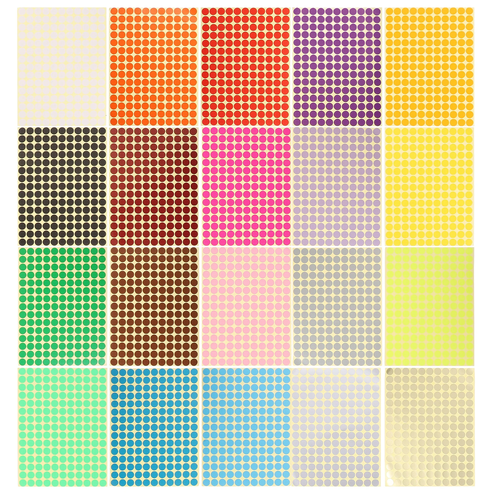 

20 Sheets Circle Stickers Dot Small Color Coded Colored Dots Round Sticky Labels Adhesive Labeling Home Office School Decorative