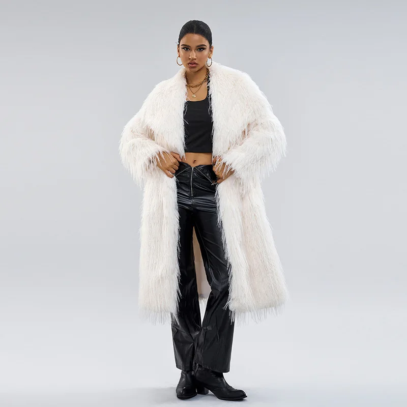 

2024 New Flip Collar Artificial Fur Jaet ular Faux Fur Coat Women's Long Sve Urban Sle Autumn Winter New Arrival