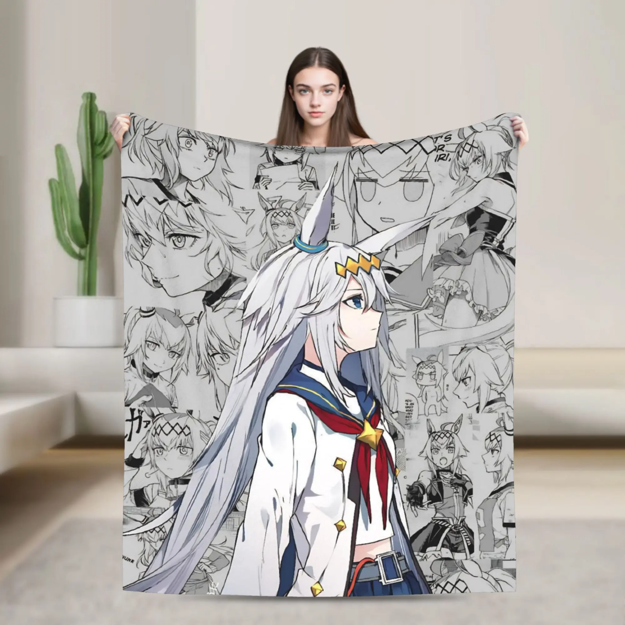 Oguri Cap Blanket Cover Uma Musume Pretty Derby Fuzzy Throw Blankets Bed Sofa Printed Ultra-Soft Warm Bedspread