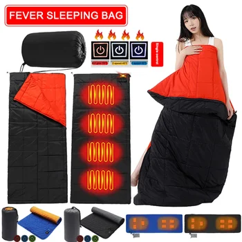 USB Heating Sleeping Mat 4 Heating Zones Adjustable Temperature Electric Heated Pad for Outdoor Camping Tent Mat Sleeping Bag