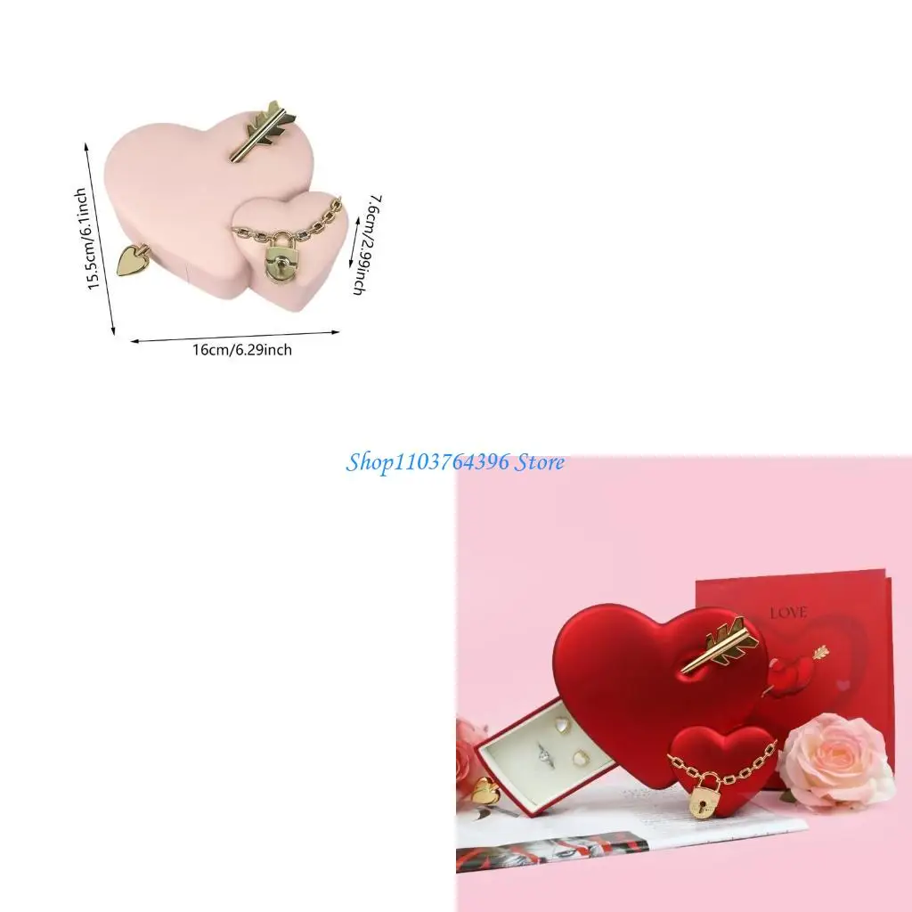 

Изысканный футляр для ювелирных изделий в форме сердца с мягкой подкладкой для хранения сережек и других сокровищ, подарок на