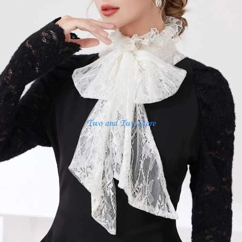 HX6F Lace Flower Faux Collar Decorative Collar Sheer Neckwear Detachable Neckpiece