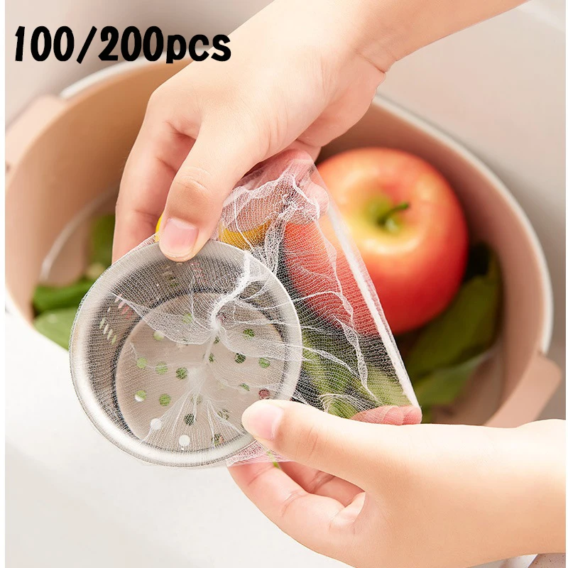 100/200pcs Fine-Mesh Sink Filter Kitchen Disposable Sewer Garbage Mesh Bag Anti-clogging Strainer Drain Hole Anti-blocking