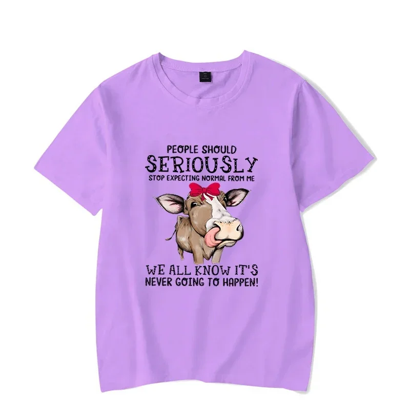 Men\'s T-shirt Cow People Should Seriously Stop Expecting Normal From Me Funny T Shirt Graphic Shirts Oversized Men Women Tshirt