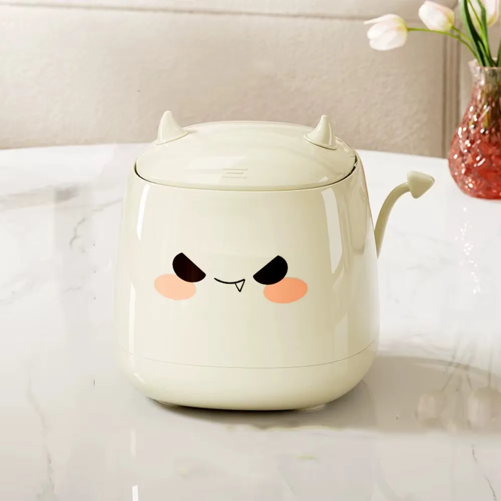 Cute Devil Desktop Trash Bin with Flip Lid – 2 Colors, Mini Tabletop Waste Container for Home Office, Decorative Desig
