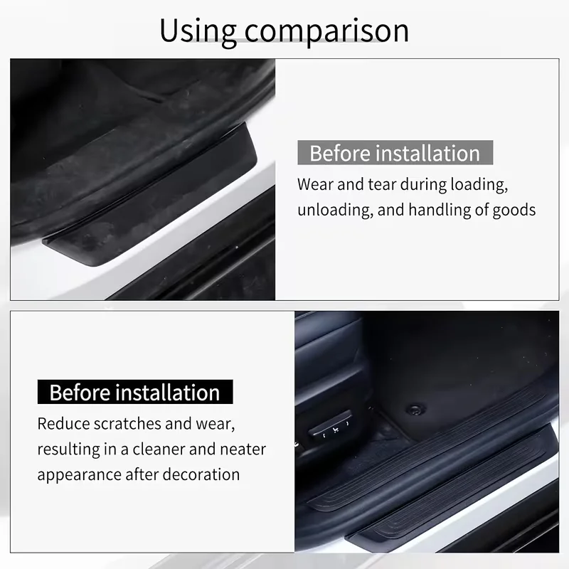 4-teiliger Universeller Autotürschwellenschutz Anti-Kratz-Gummistreifen Auto-Trittkantenschutz Abnutzungsschutz Schwarz Limousine SUV Styling – Detail 3