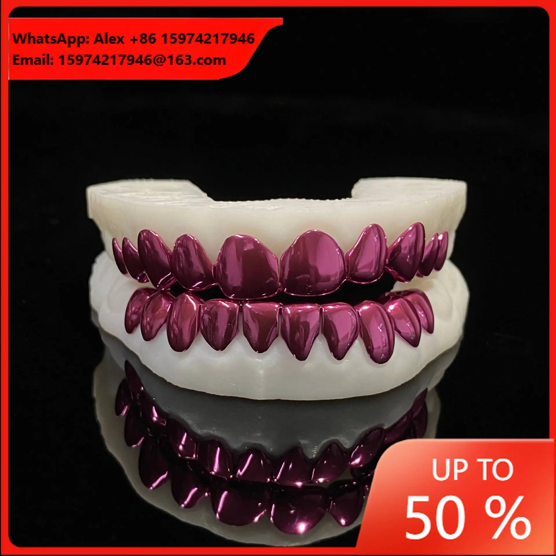 Pink Laser Plating Grill Top 8 Bottom 8 European And American Cross-border Hot-selling Grillz