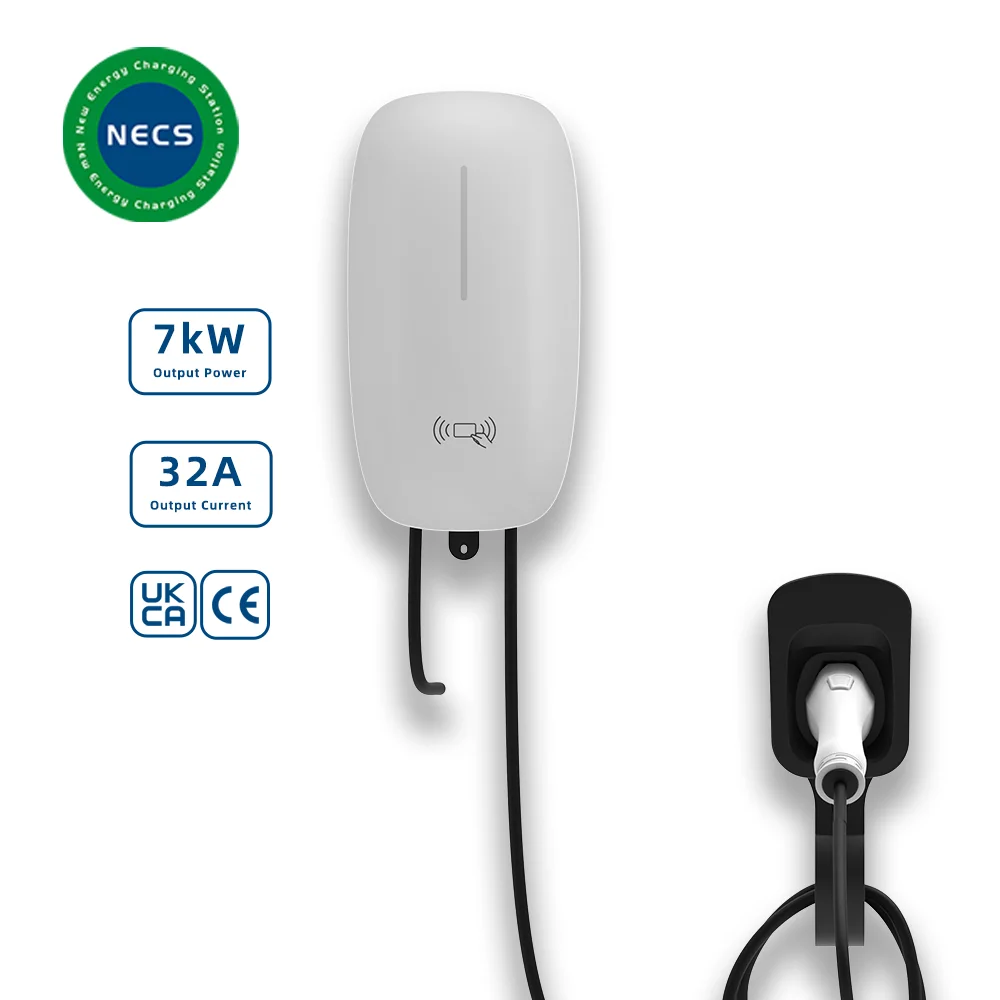 

Зарядная станция AC 7 кВт AutoStart EV CE Type 2 32A Быстрое домашнее использование Wallbox RFID-карта 16A Номинальный ток IP55 Настенный монтаж