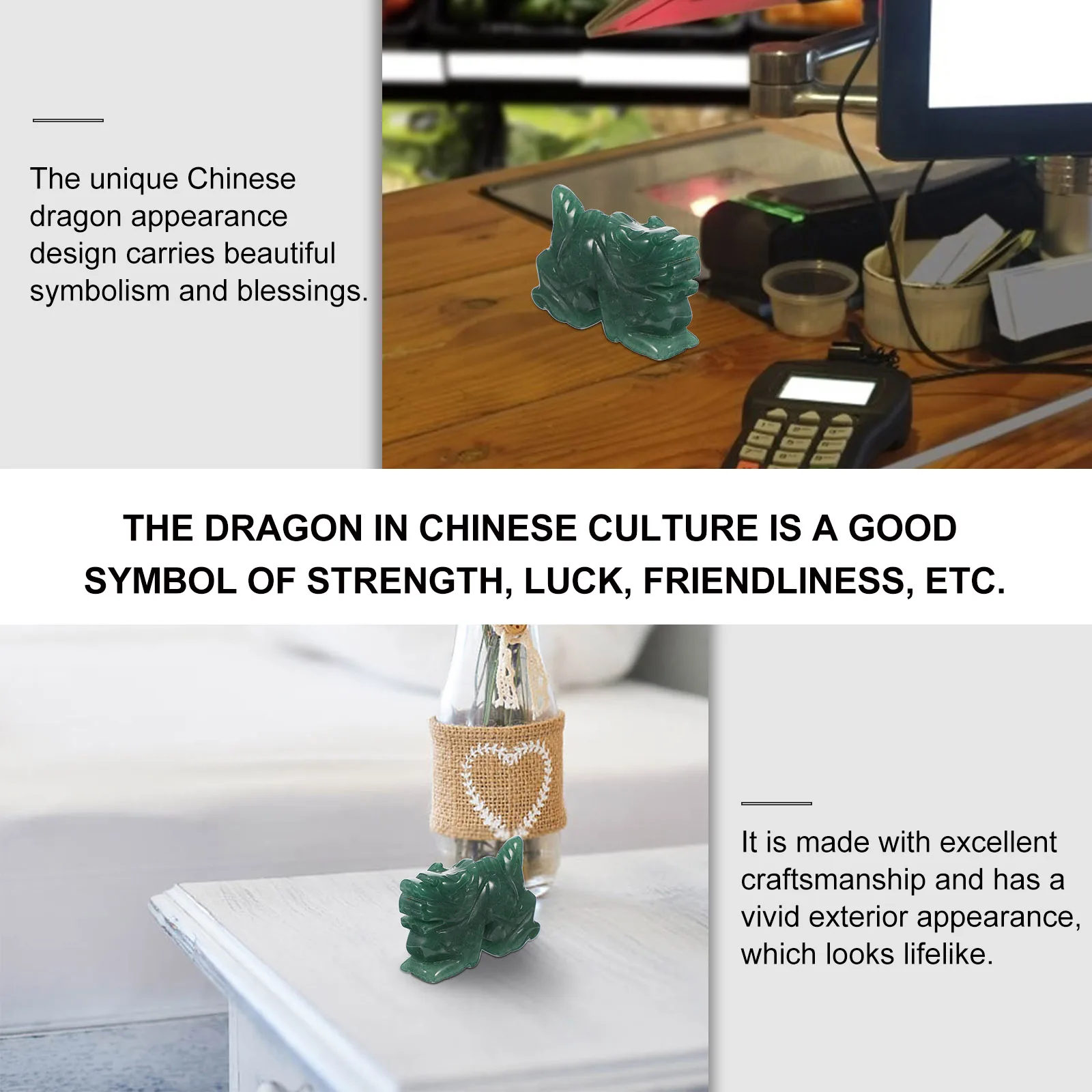 

1pc Crystal Dragon Ornament Natural Aventurine Jade Mini Sculpture Chinese Crafts Home Decor Gift Desktop Adornment