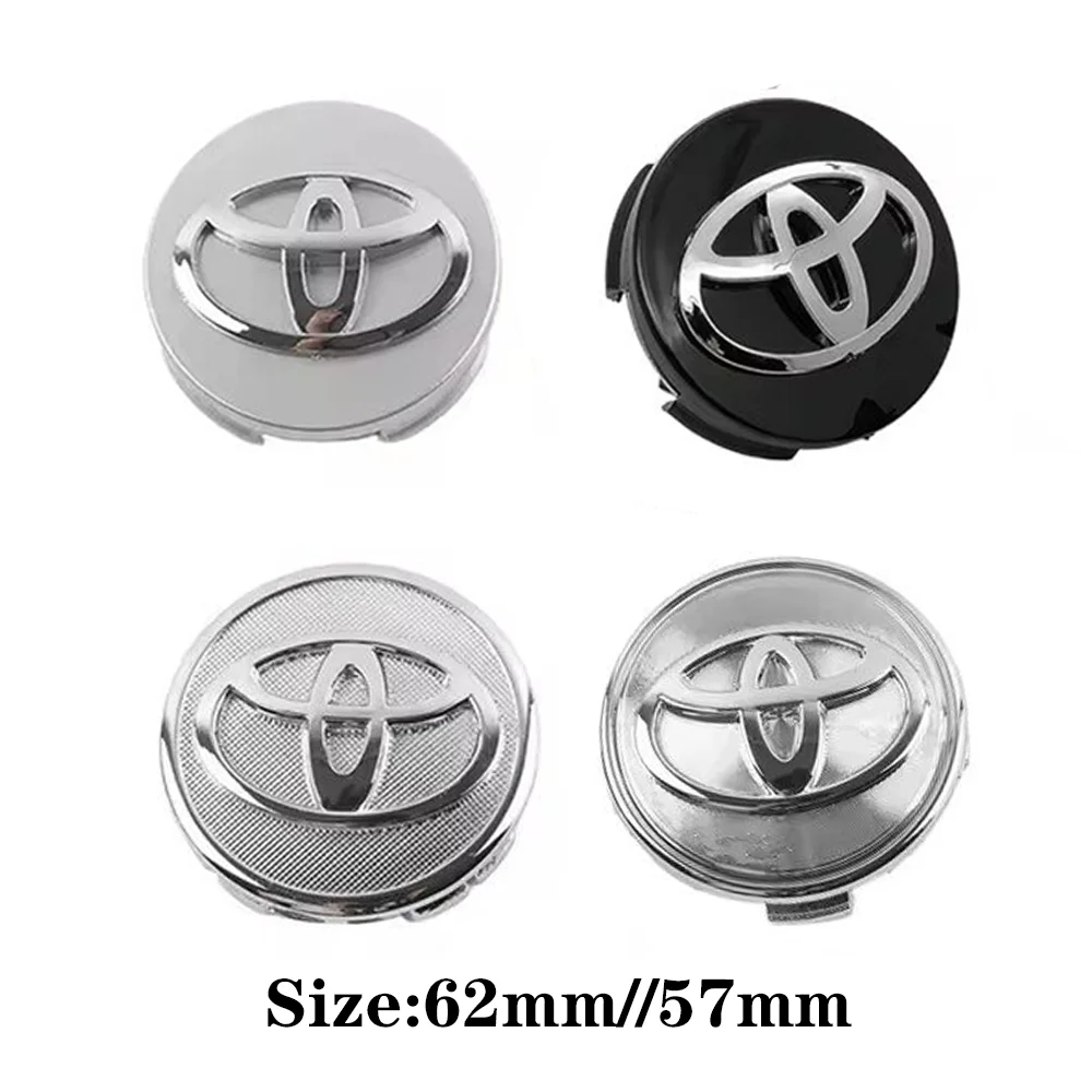 4Pcs/Lot 62mm 57mm Black Silver Car Wheel Center Cap Logo Hub Cover wheel cover Badge Emblem For Toyota Styling Accessories