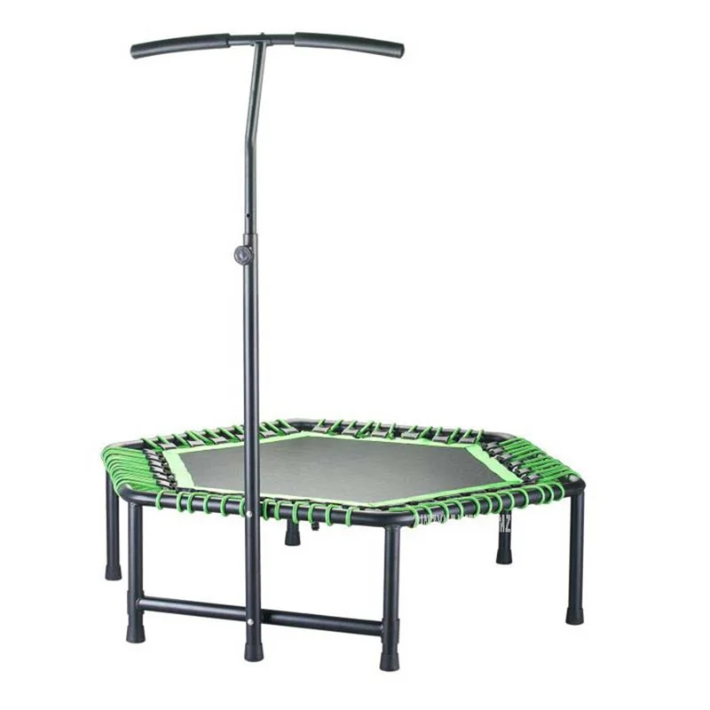 48 Inch Hexagon Trampoline T-Shaped Safety Handrail Women Adult Sports Bed 2026