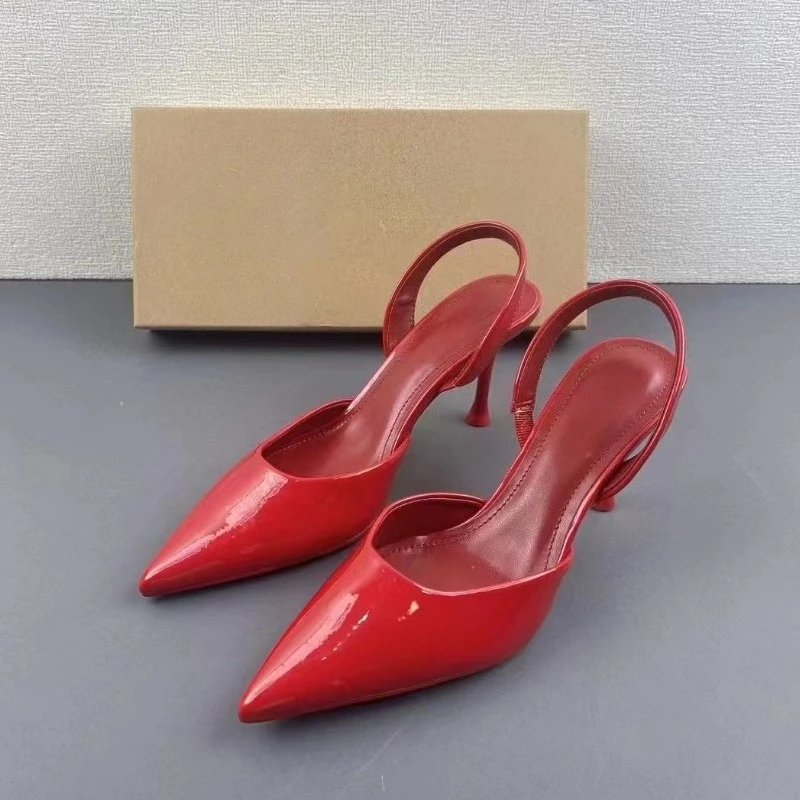 

Women's Slingback Heels Patent Leather PU Slim Stiletto, Cushioned Insole with Elastic Back Strap for Office & Wedding