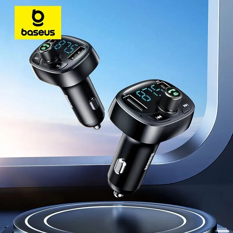 Baseus FM Transmitter Car Hands-free Bluetooth MP3 Modulator Player Dual USB 3.4A Car Charger Audio for Mobile Phone Charger